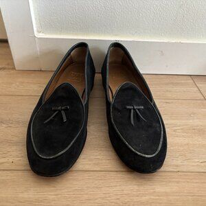 Navy Suede Belgian Tassel Loafers -EU 44 US 10.5 Made in Italy